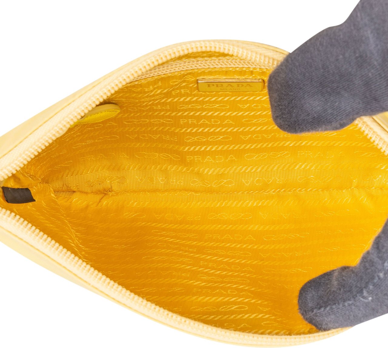 Prada Prada Yellow Nylon Triangle Mini Handbag Geel
