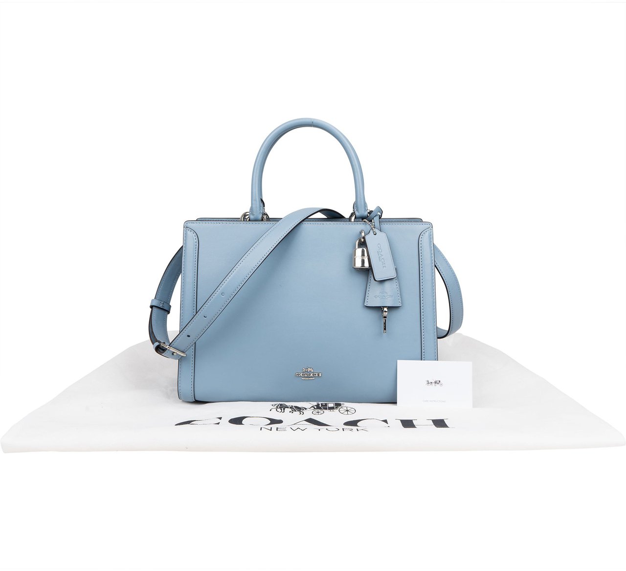 Prada Prada Blue Leather Zoe Carryall Handbag Blauw