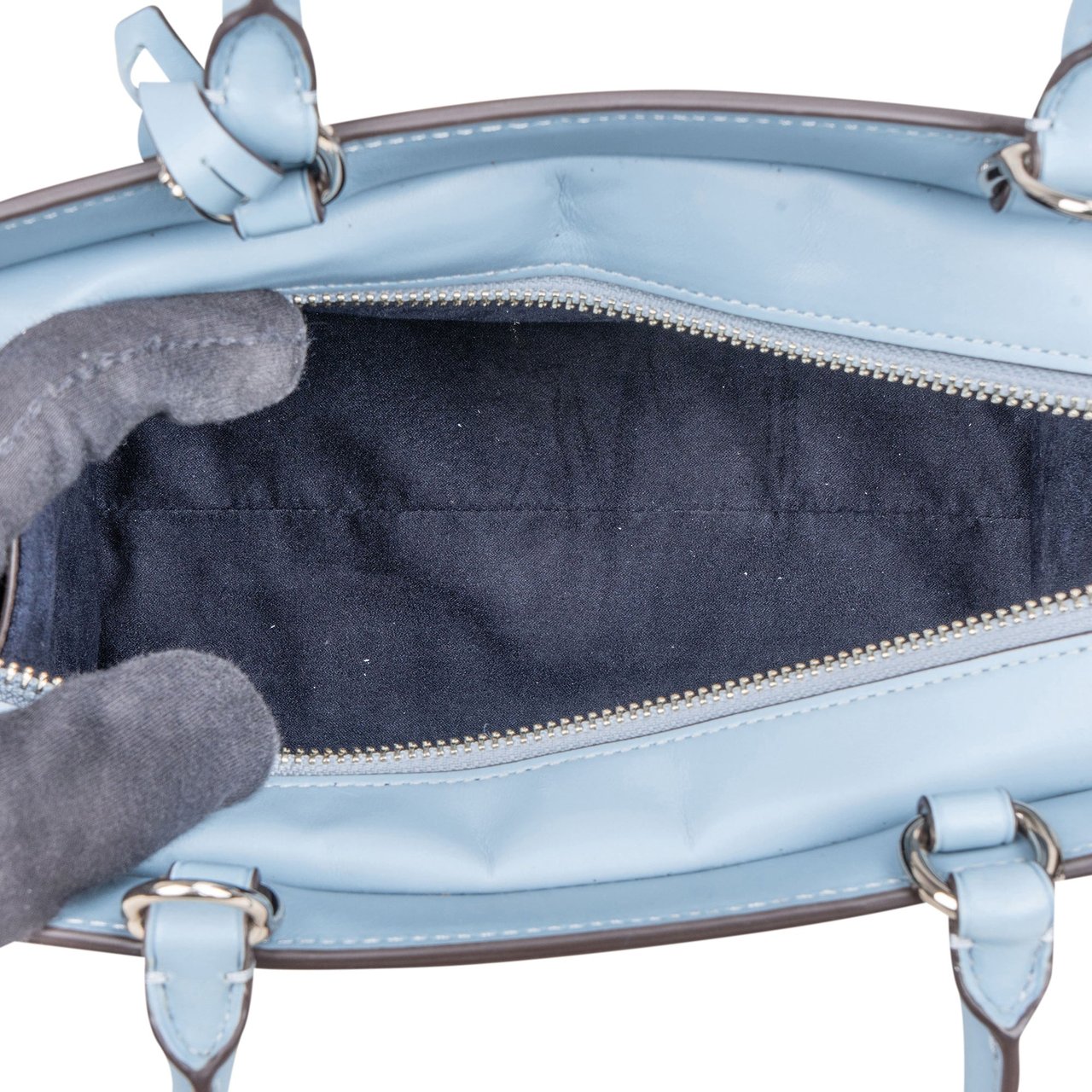 Prada Prada Blue Leather Zoe Carryall Handbag Blauw