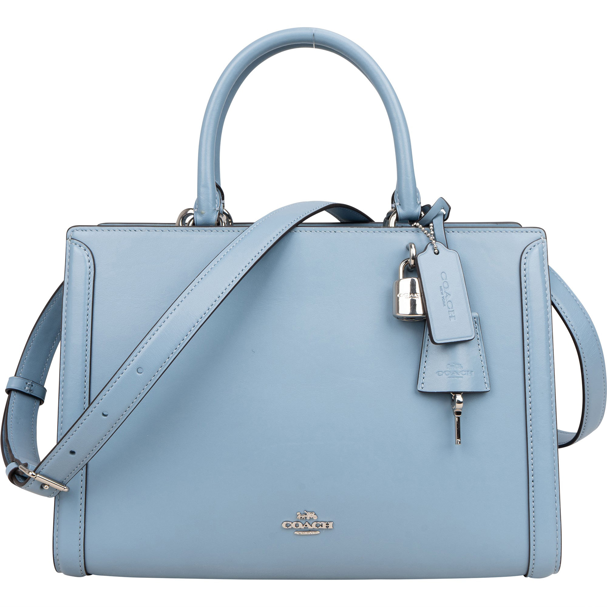 Prada Prada Blue Leather Zoe Carryall Handbag Blauw