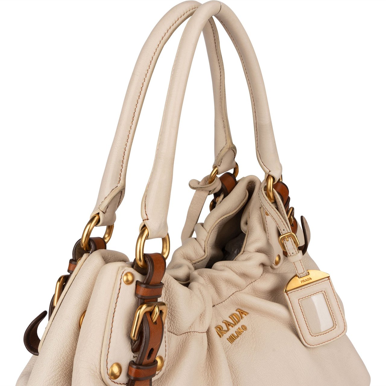 Prada Prada Classic Talco Deerskin City Handbag Wit