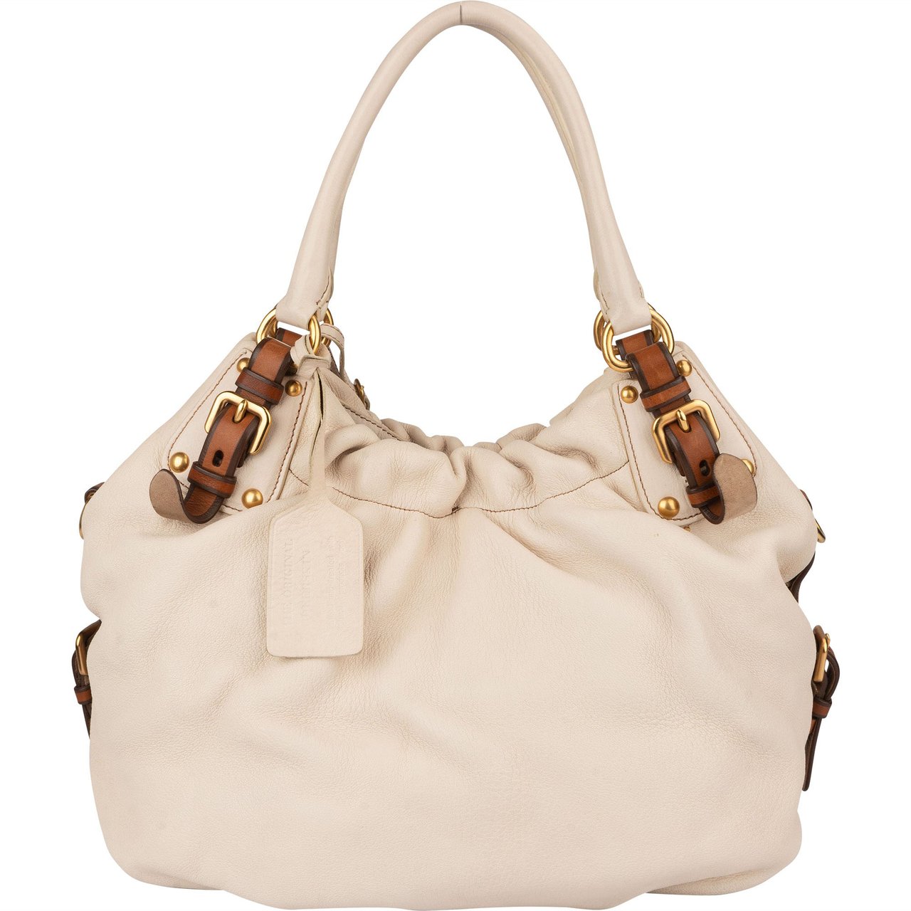 Prada Prada Classic Talco Deerskin City Handbag Wit