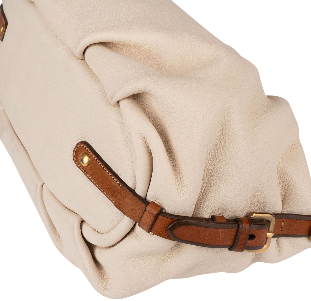 Prada Prada Classic Talco Deerskin City Handbag Wit