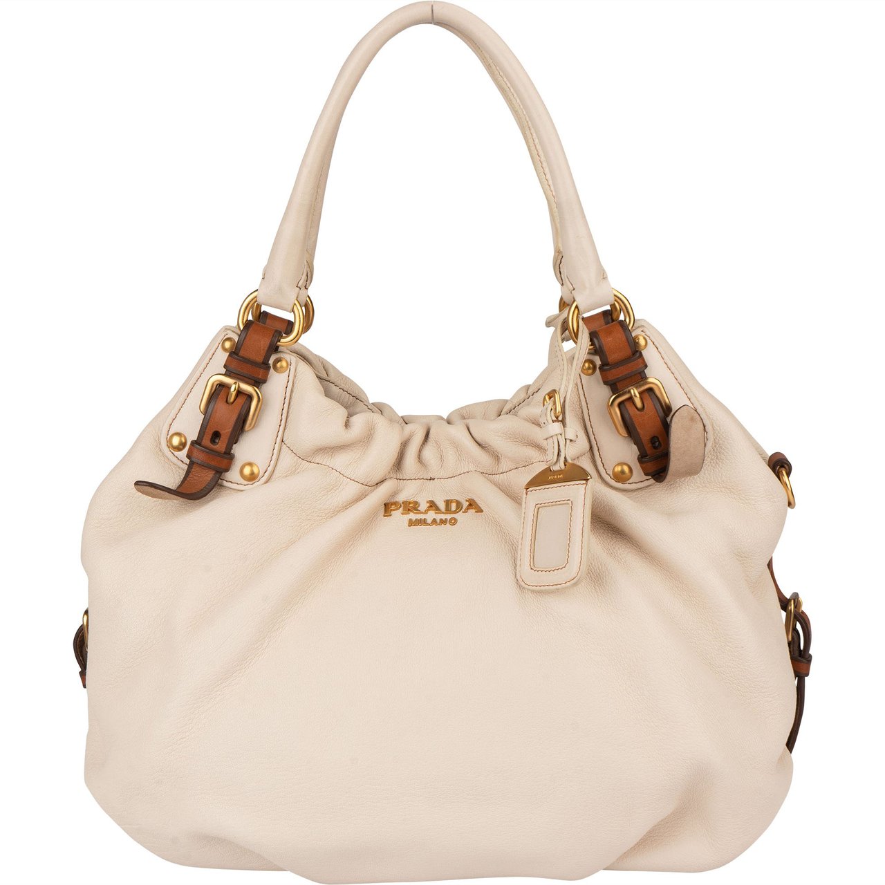 Prada Prada Classic Talco Deerskin City Handbag Wit