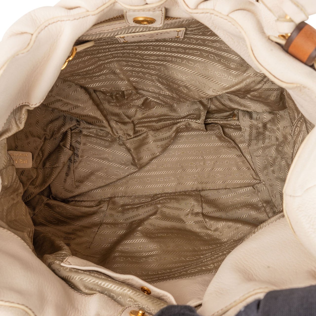 Prada Prada Classic Talco Deerskin City Handbag Wit