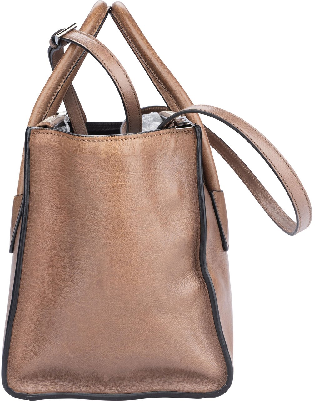 Prada Prada Brown Leather Twin Zip Handbag Bruin