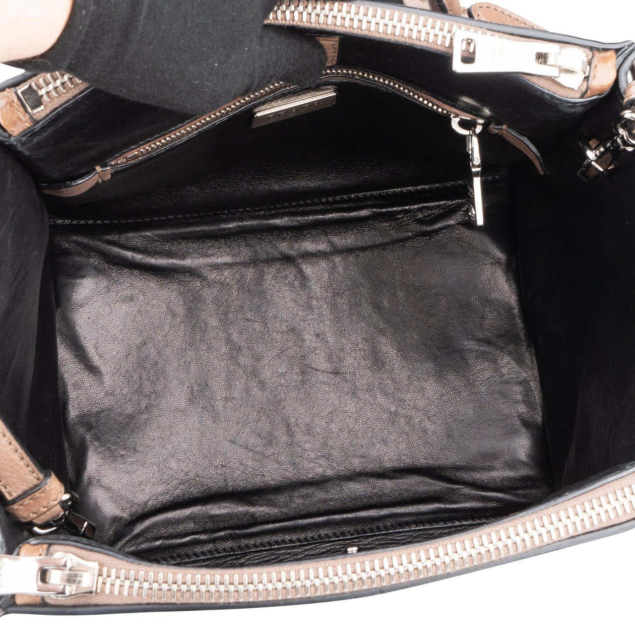 Prada Prada Brown Leather Twin Zip Handbag Bruin