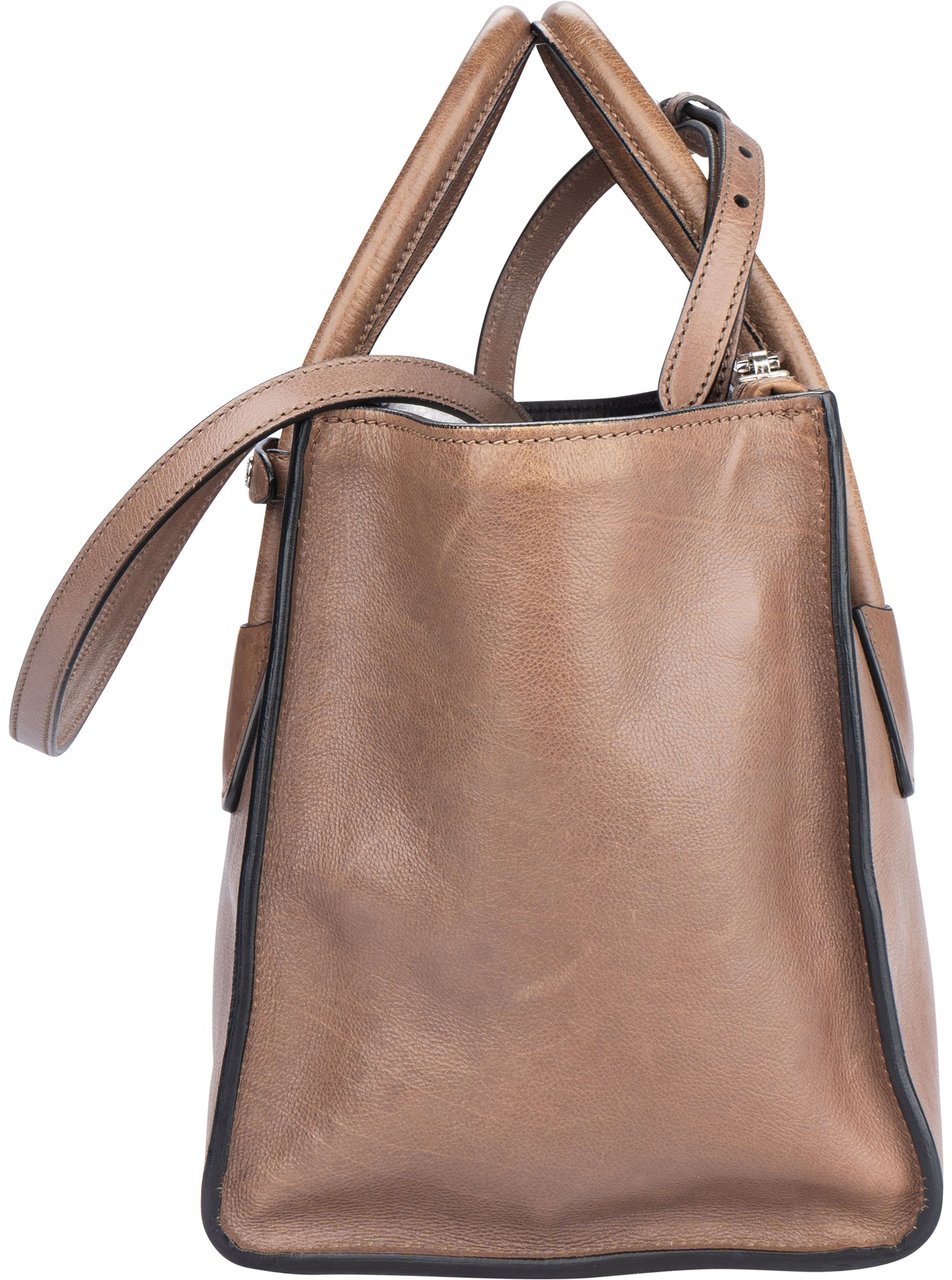 Prada Prada Brown Leather Twin Zip Handbag Bruin