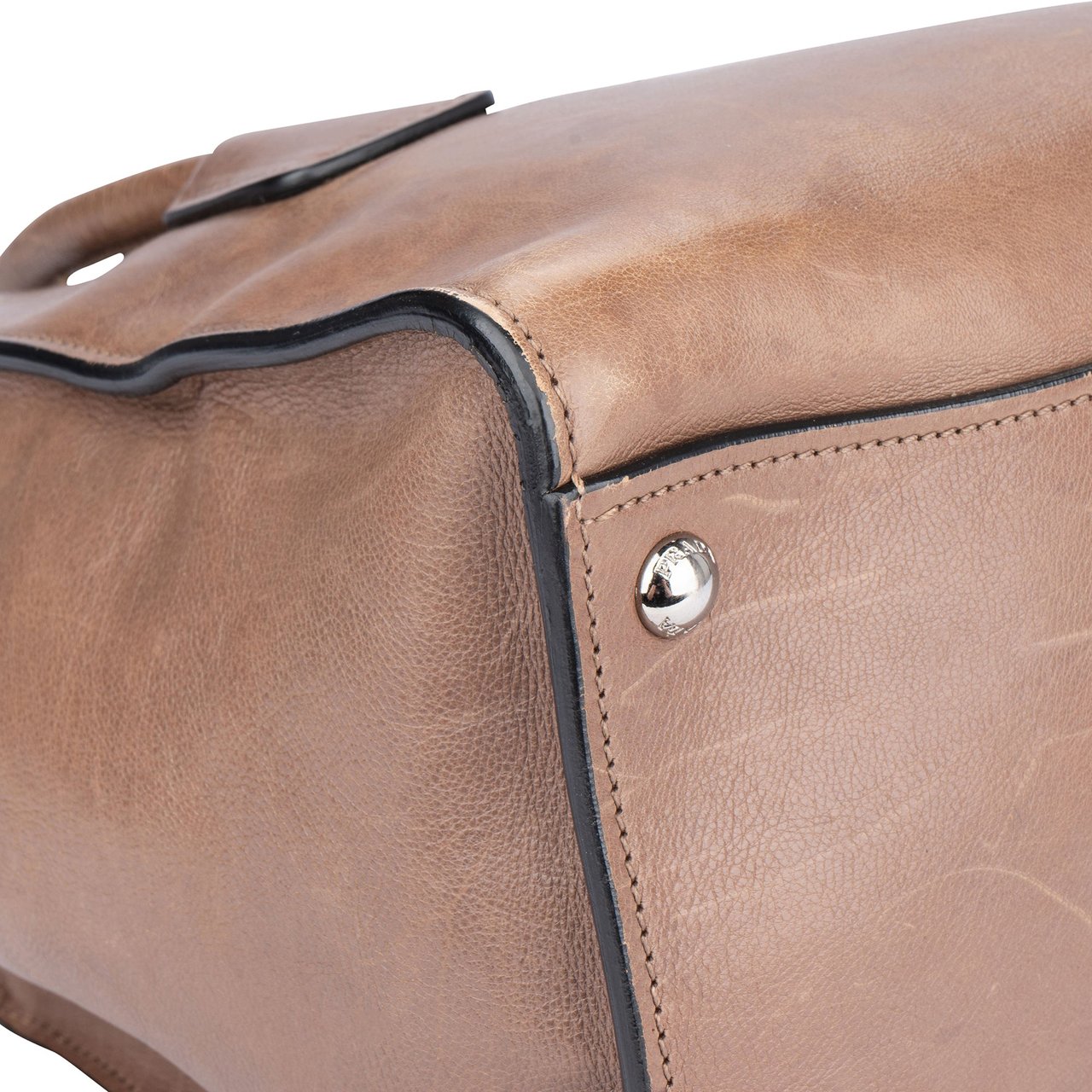 Prada Prada Brown Leather Twin Zip Handbag Bruin