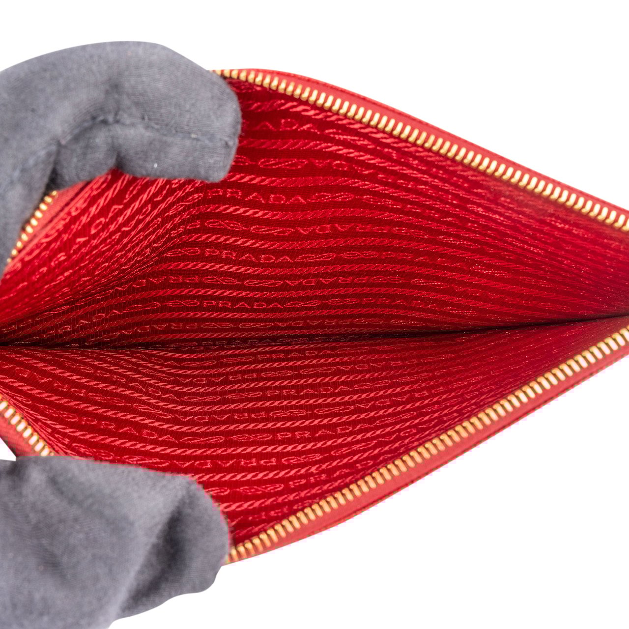 Prada Prada Black Saffiano Leather Organizer Clutch Zwart