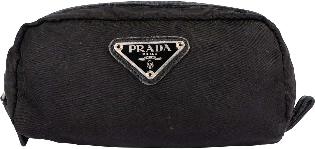 Prada Prada Black Nylon Triangle Pouch Zwart