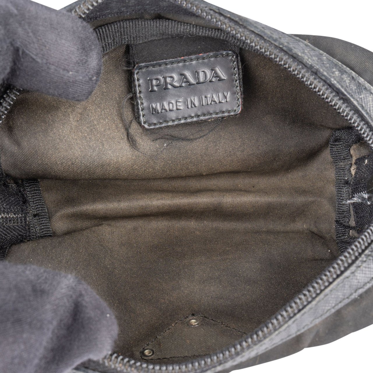 Prada Prada Black Nylon Triangle Pouch Zwart