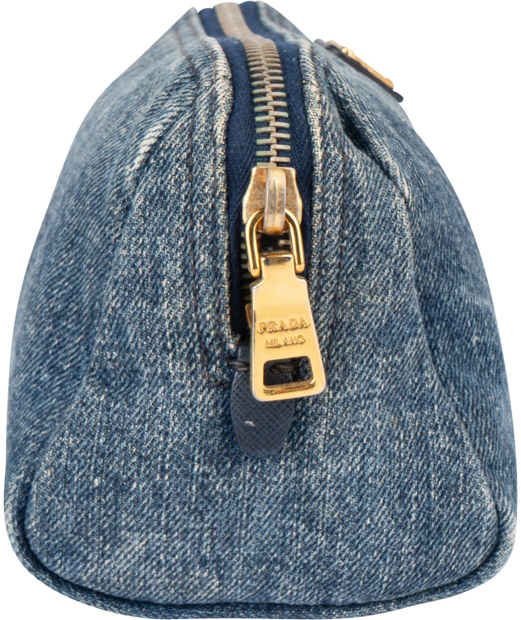 Prada Prada Denim Monogram Triangle Pouch Blauw