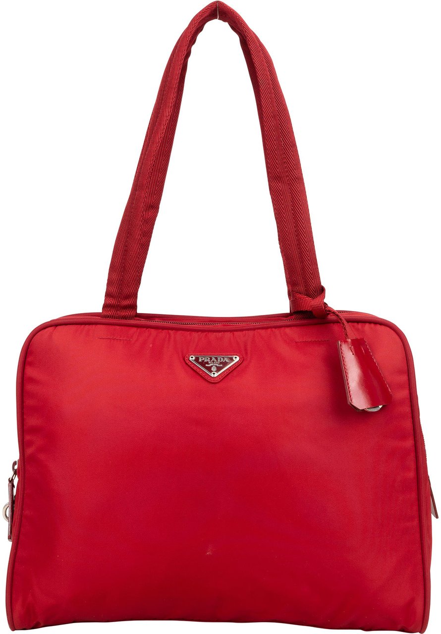 Prada Prada Red Nylon Triangle Shoulder Bag Rood