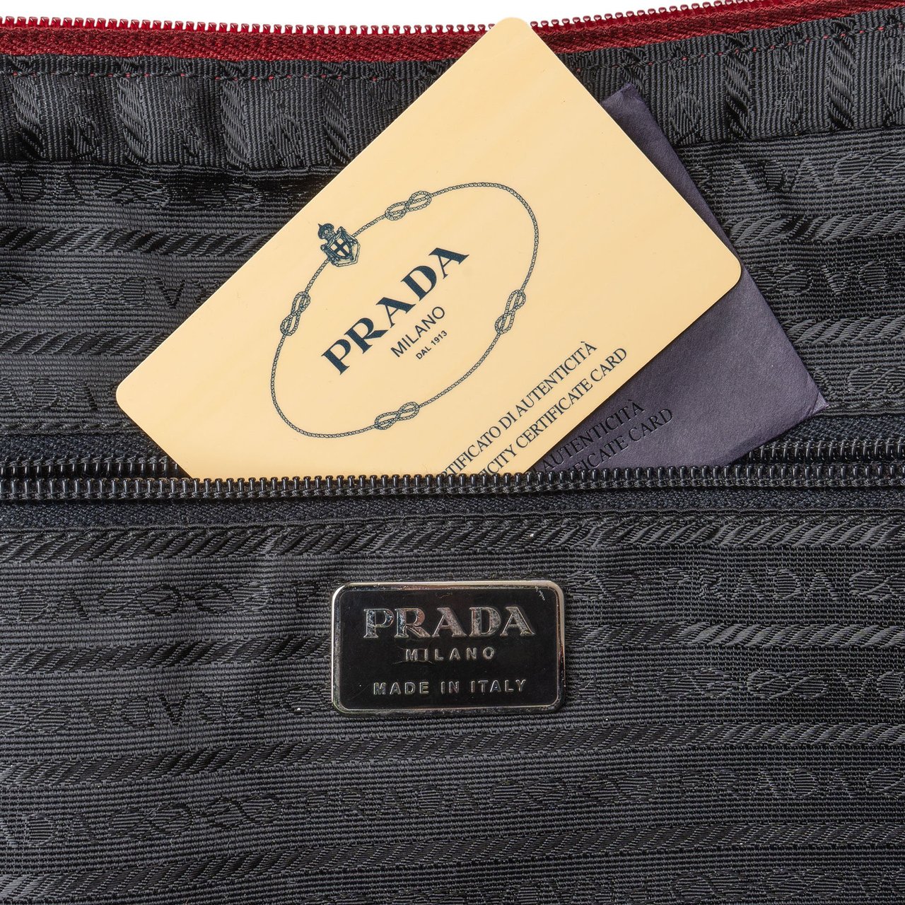 Prada Prada Red Nylon Triangle Shoulder Bag Rood