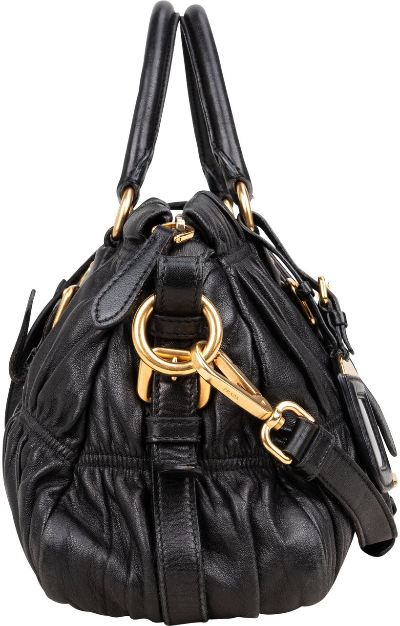 Prada Prada Quilted Leather City Handbag Zwart