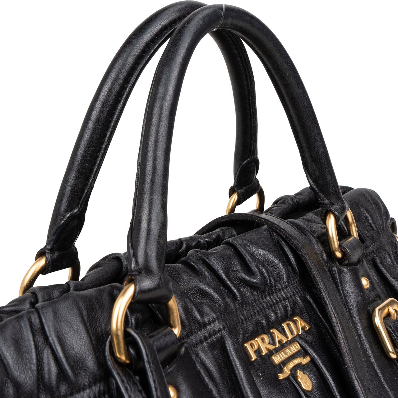 Prada Prada Quilted Leather City Handbag Zwart