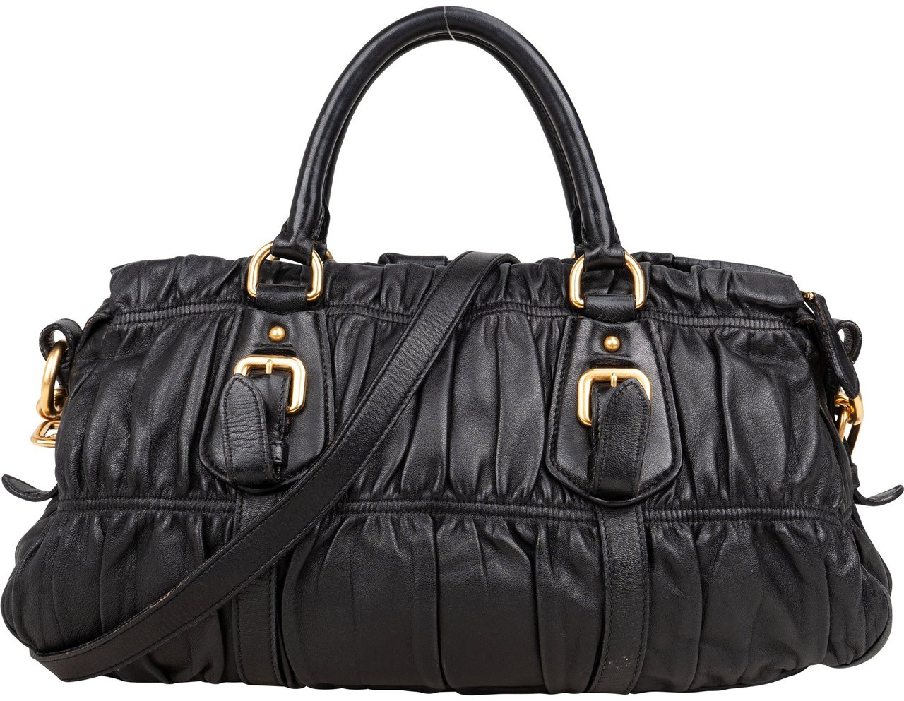 Prada Prada Quilted Leather City Handbag Zwart