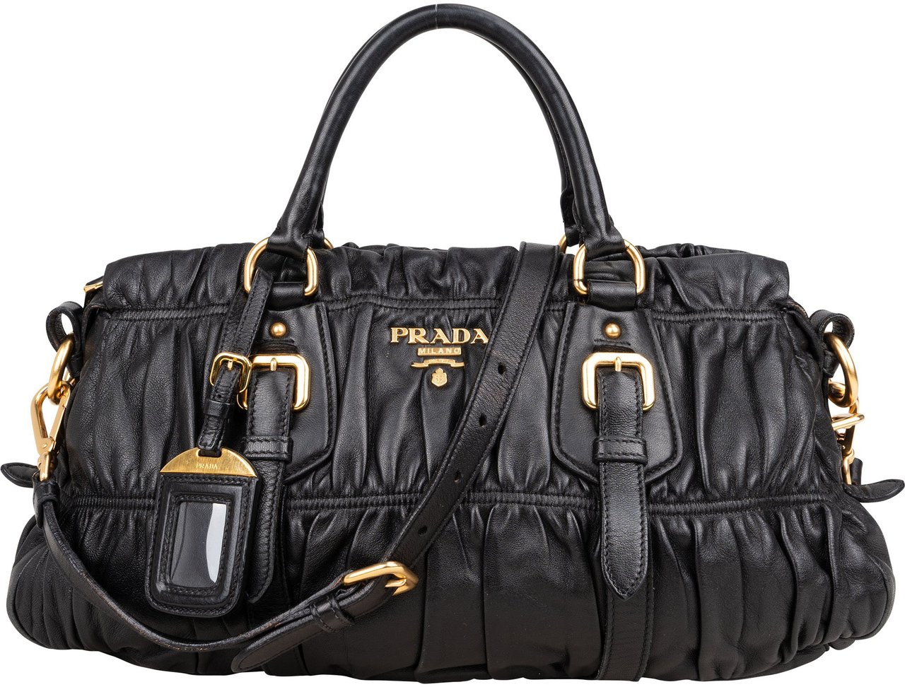Prada Prada Quilted Leather City Handbag Zwart