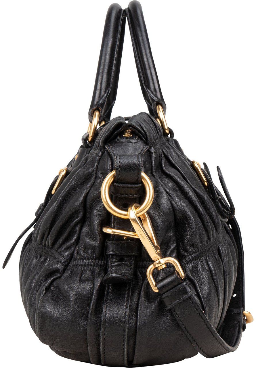 Prada Prada Quilted Leather City Handbag Zwart