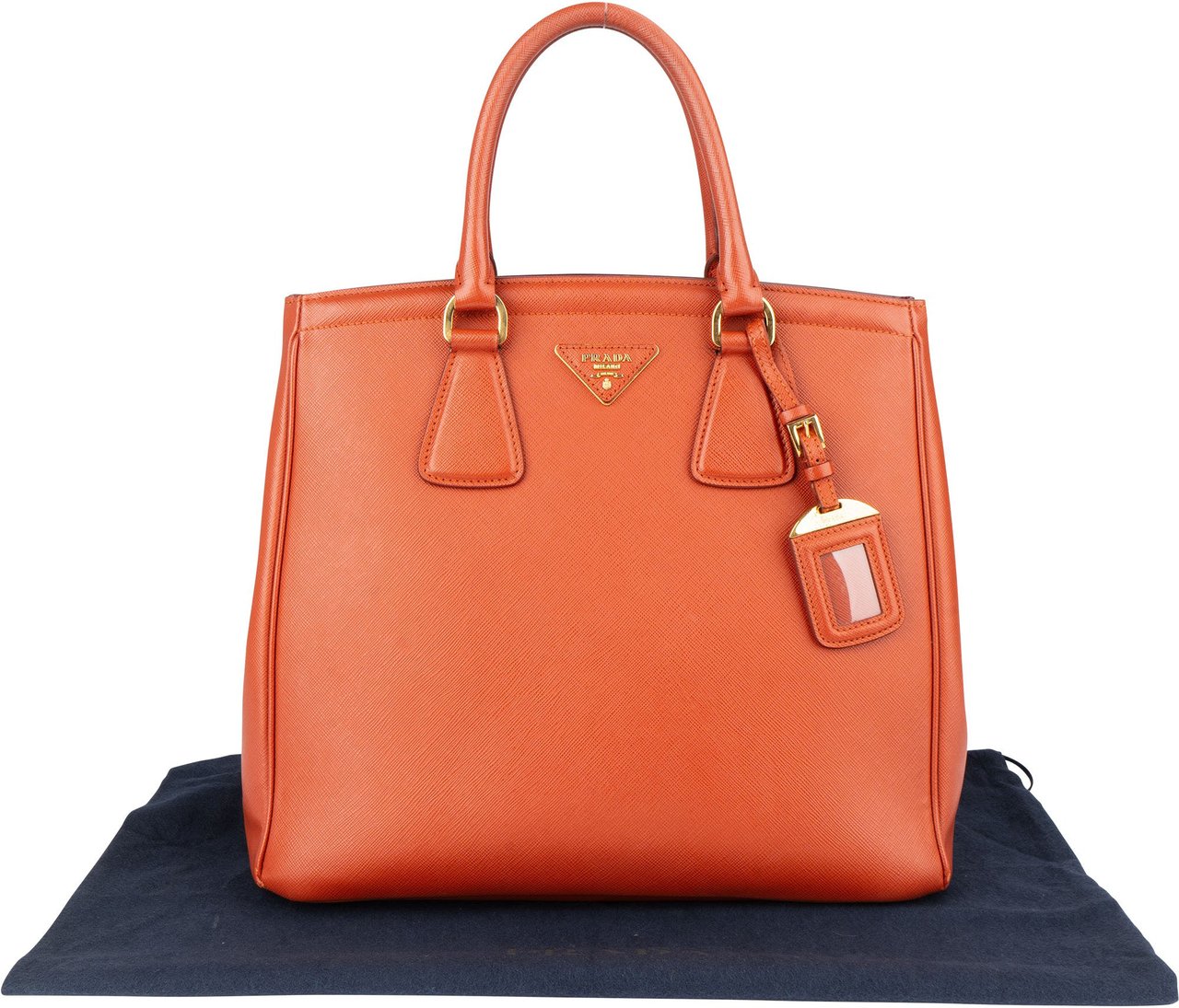 Prada Prada Orange Saffiano Leather Parabole Handbag Oranje