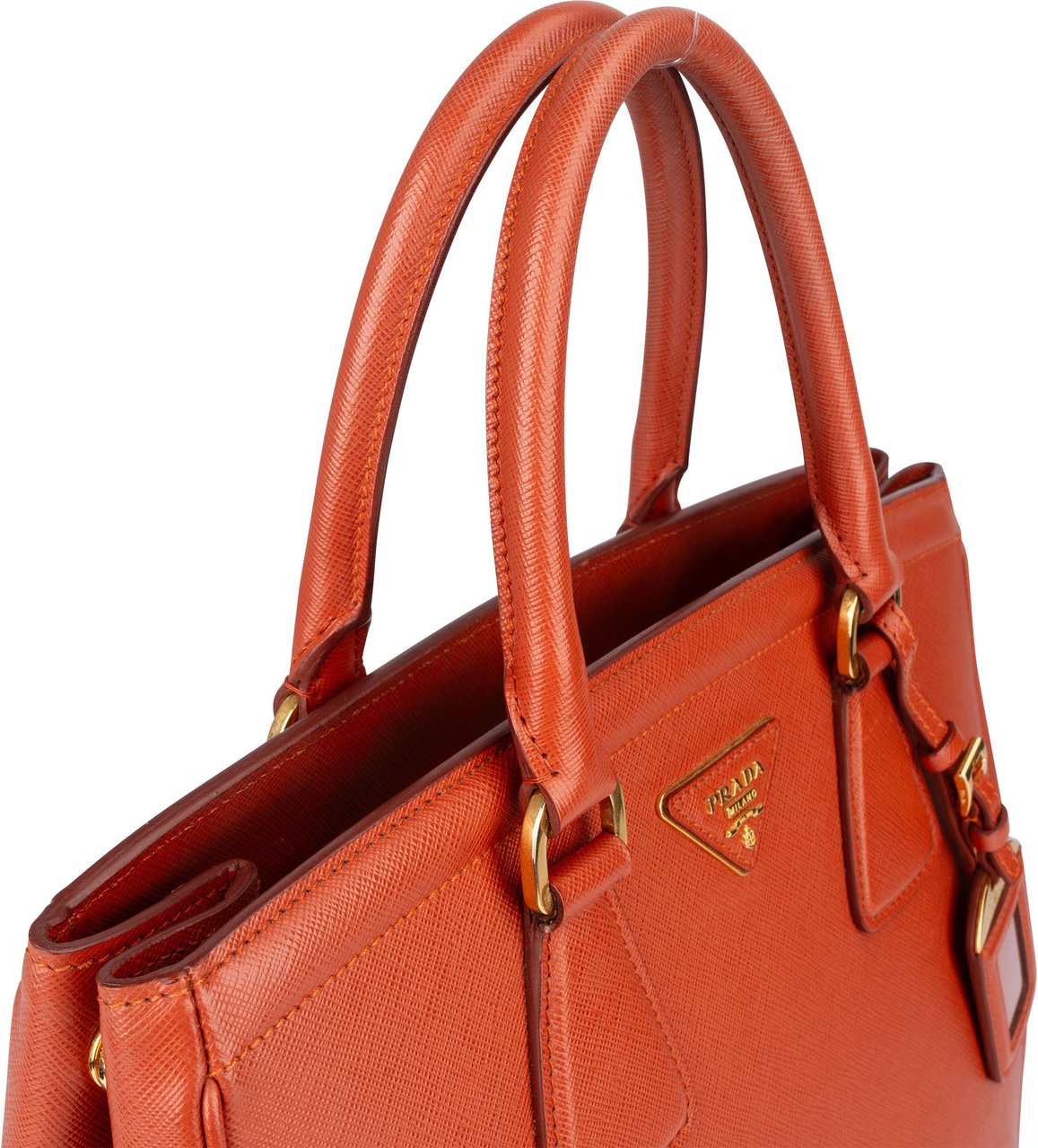 Prada Prada Orange Saffiano Leather Parabole Handbag Oranje