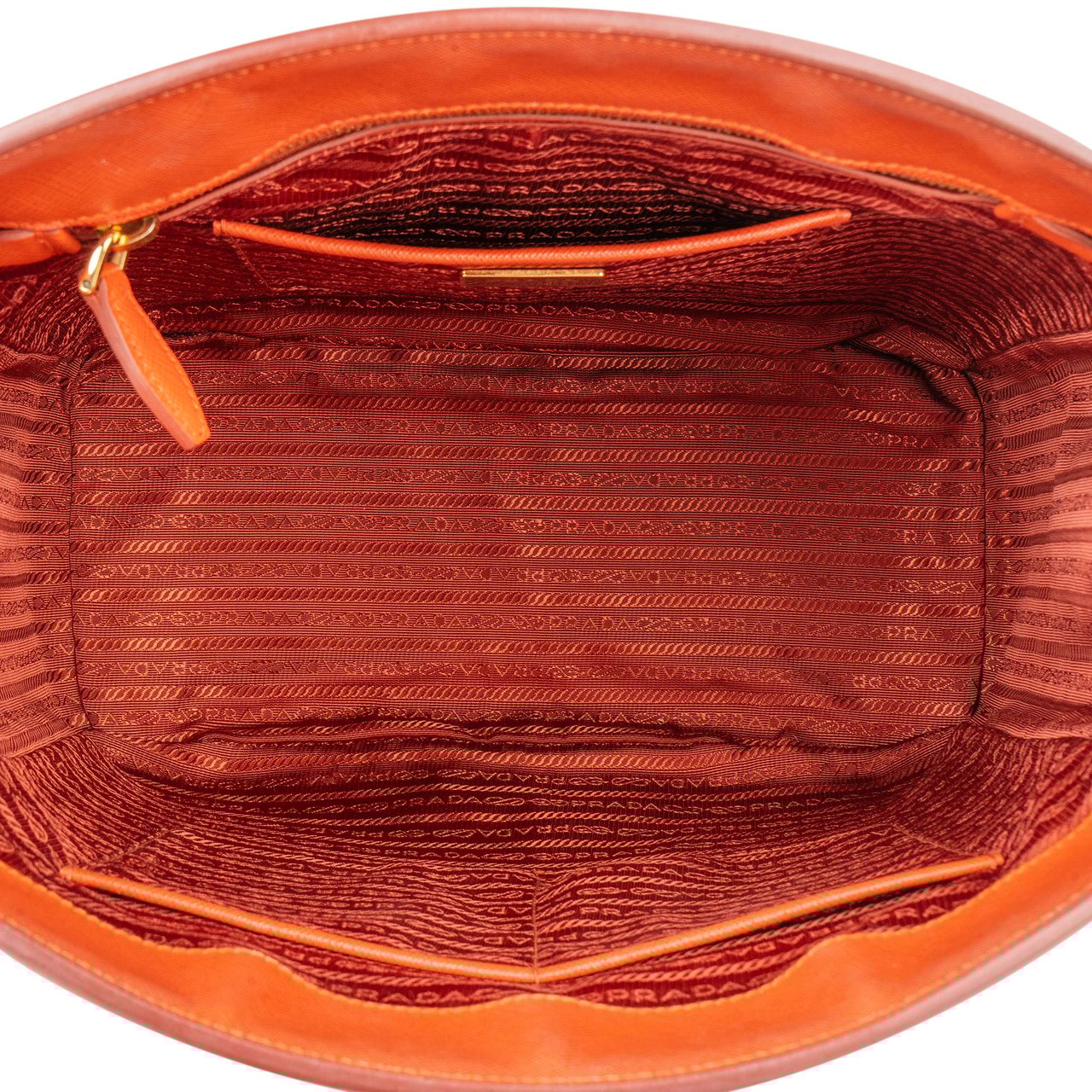 Prada Prada Orange Saffiano Leather Parabole Handbag Oranje