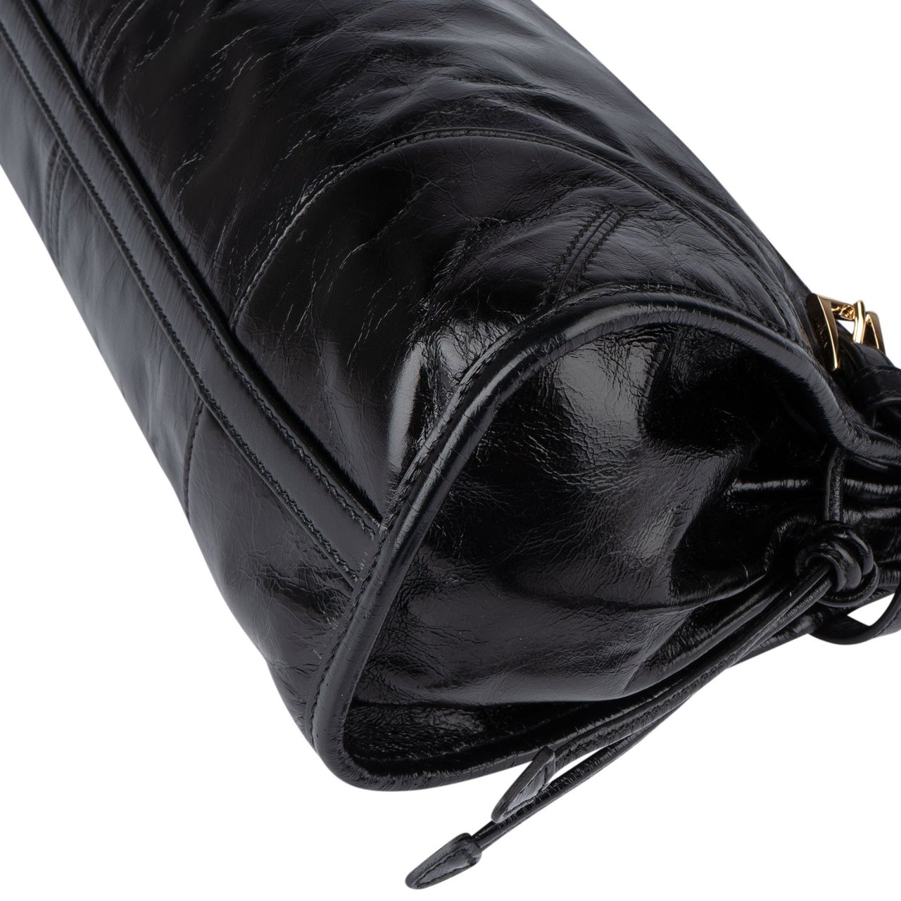 Prada Prada Black Leather Triangle Bonnie Shoulder Bag Zwart