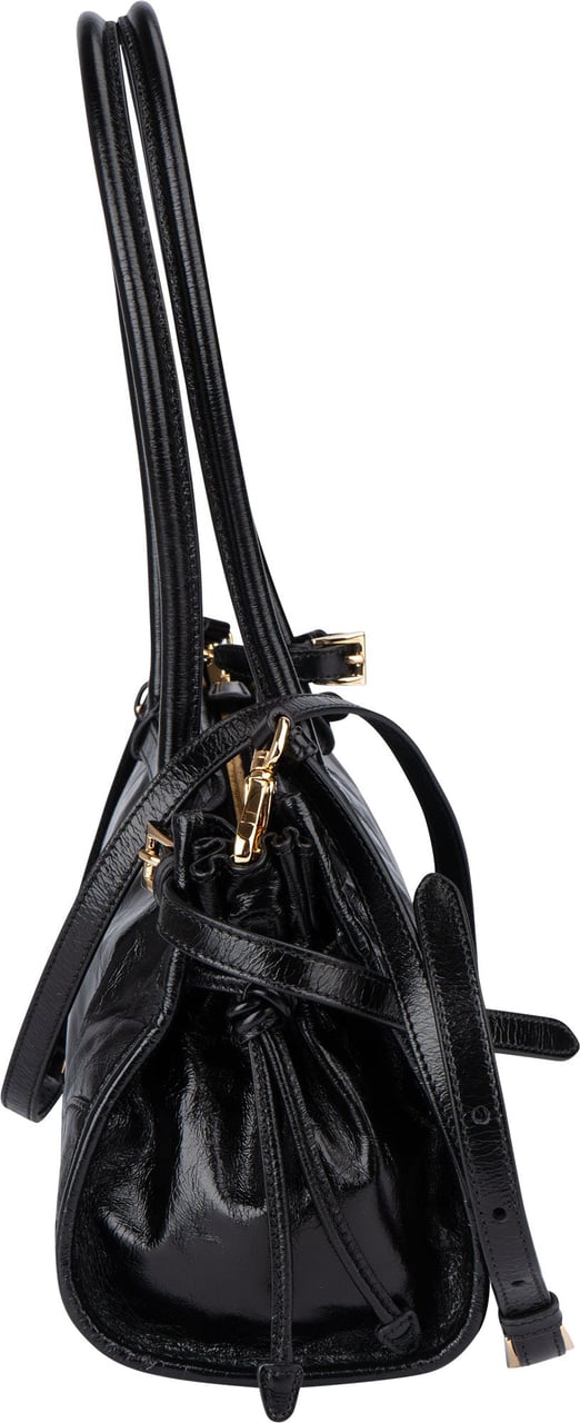 Prada Prada Black Leather Triangle Bonnie Shoulder Bag Zwart