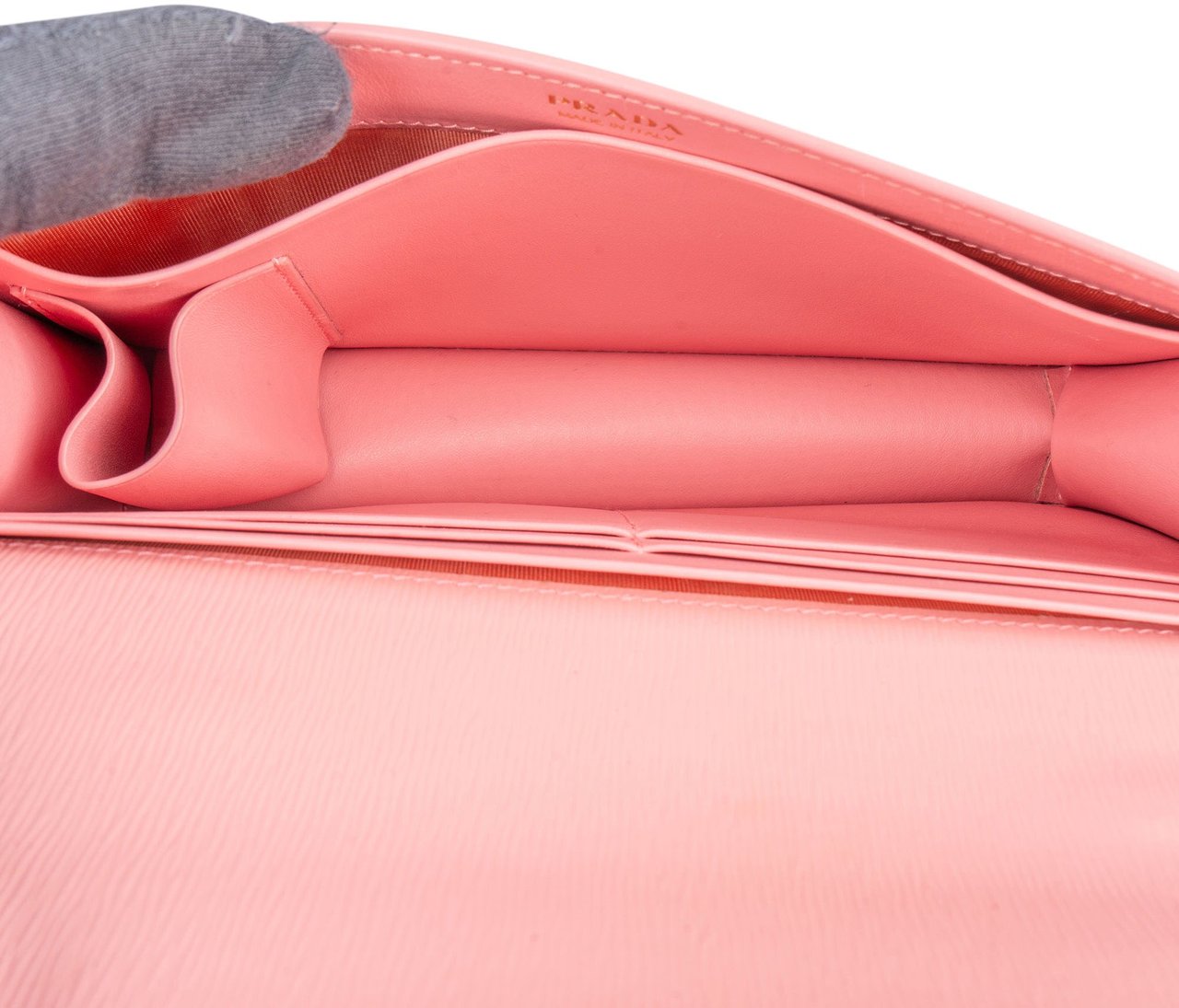 Prada Prada Pink Saffiano Leather Move Wallet On Chain Crossbody Bag Rood