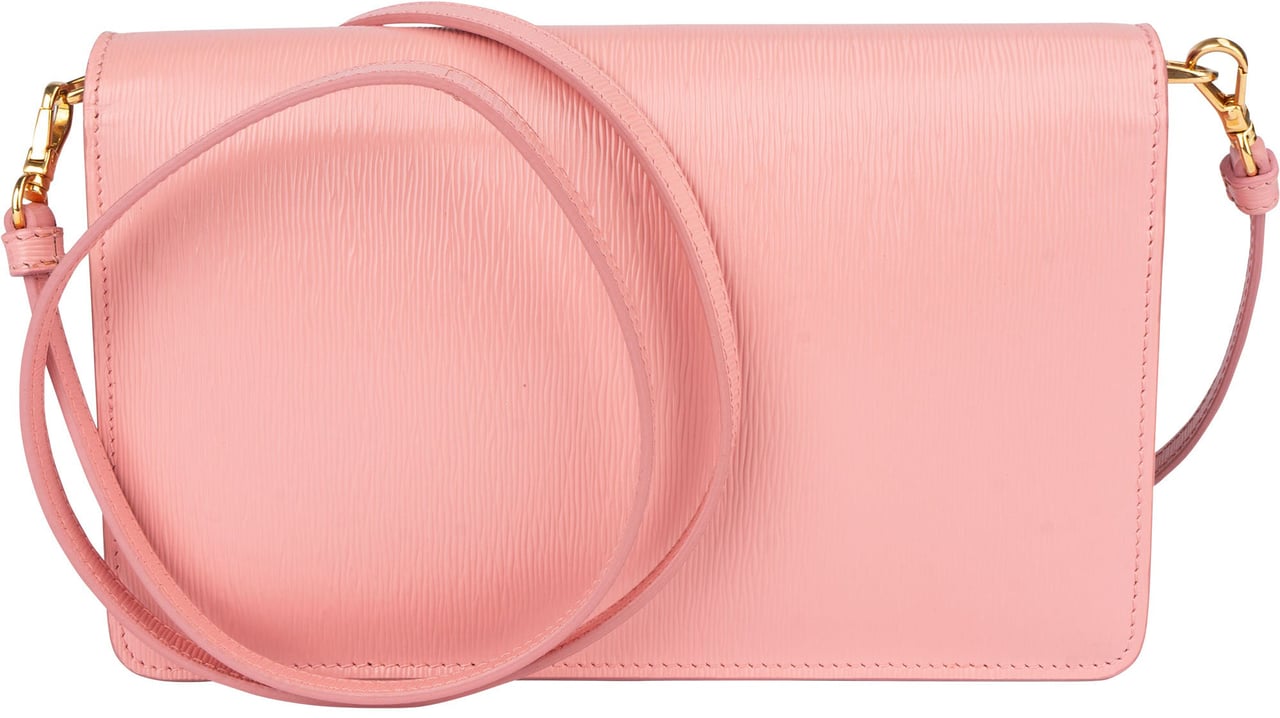 Prada Prada Pink Saffiano Leather Move Wallet On Chain Crossbody Bag Rood