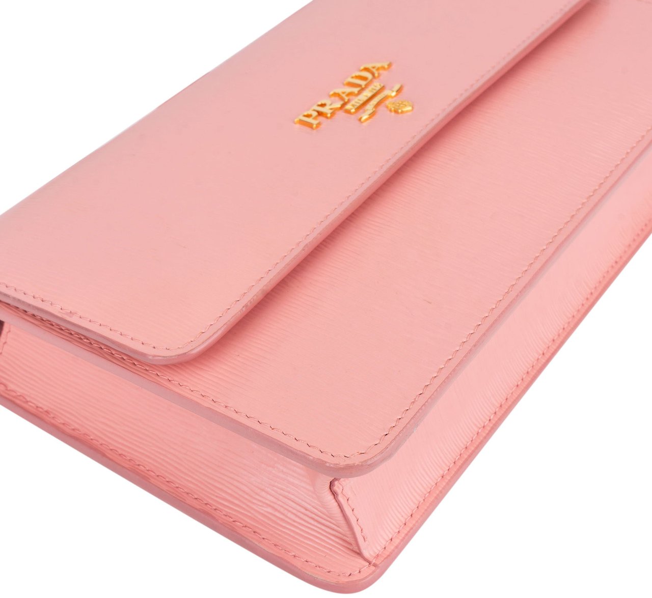 Prada Prada Pink Saffiano Leather Move Wallet On Chain Crossbody Bag Rood