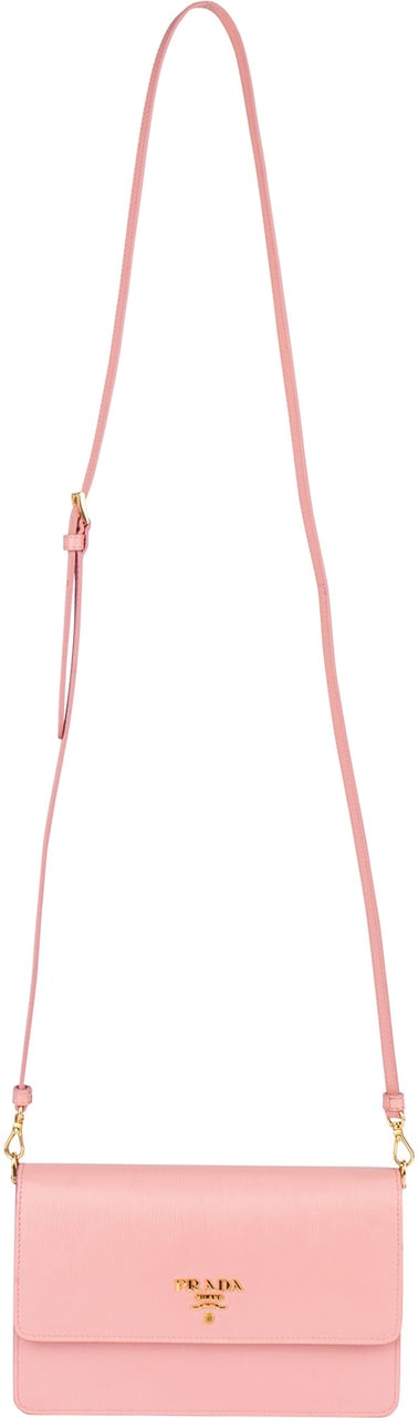 Prada Prada Pink Saffiano Leather Move Wallet On Chain Crossbody Bag Roze