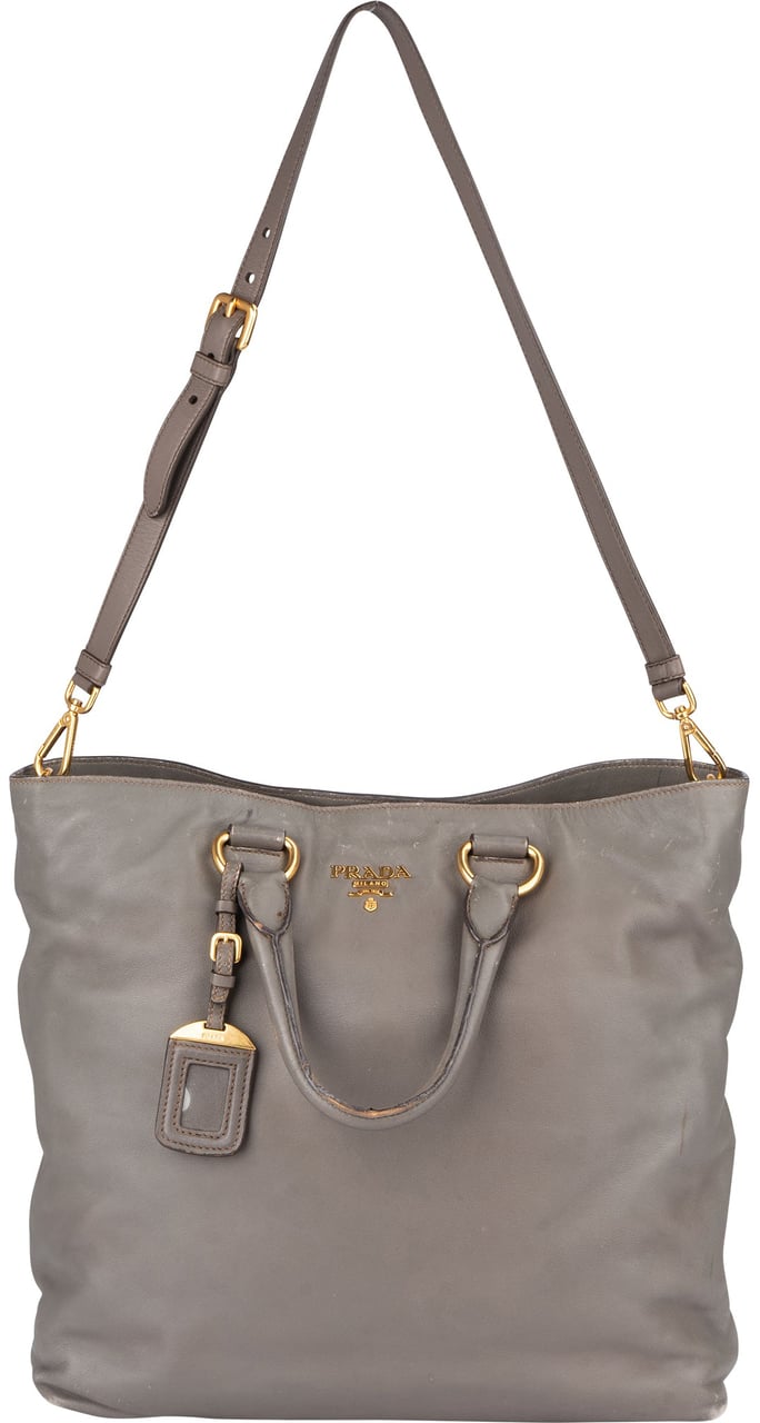 Prada Prada Grey Leather Vitello Handbag Divers