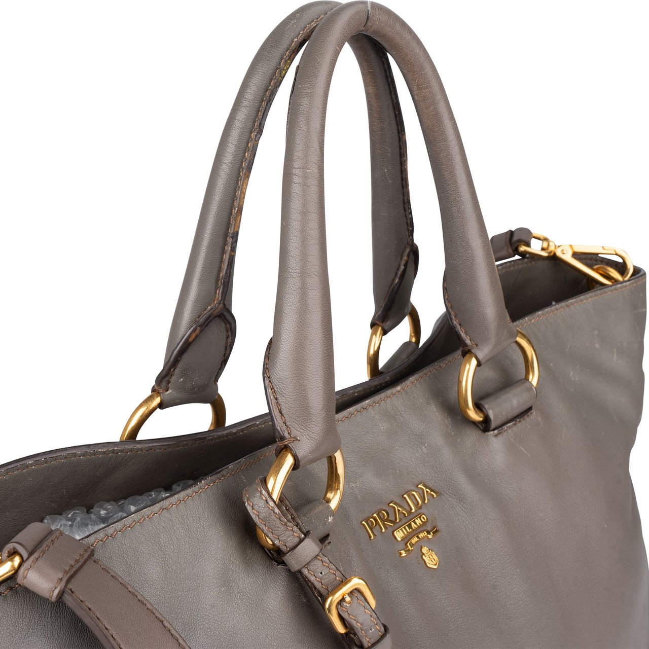 Prada Prada Grey Leather Vitello Handbag Divers