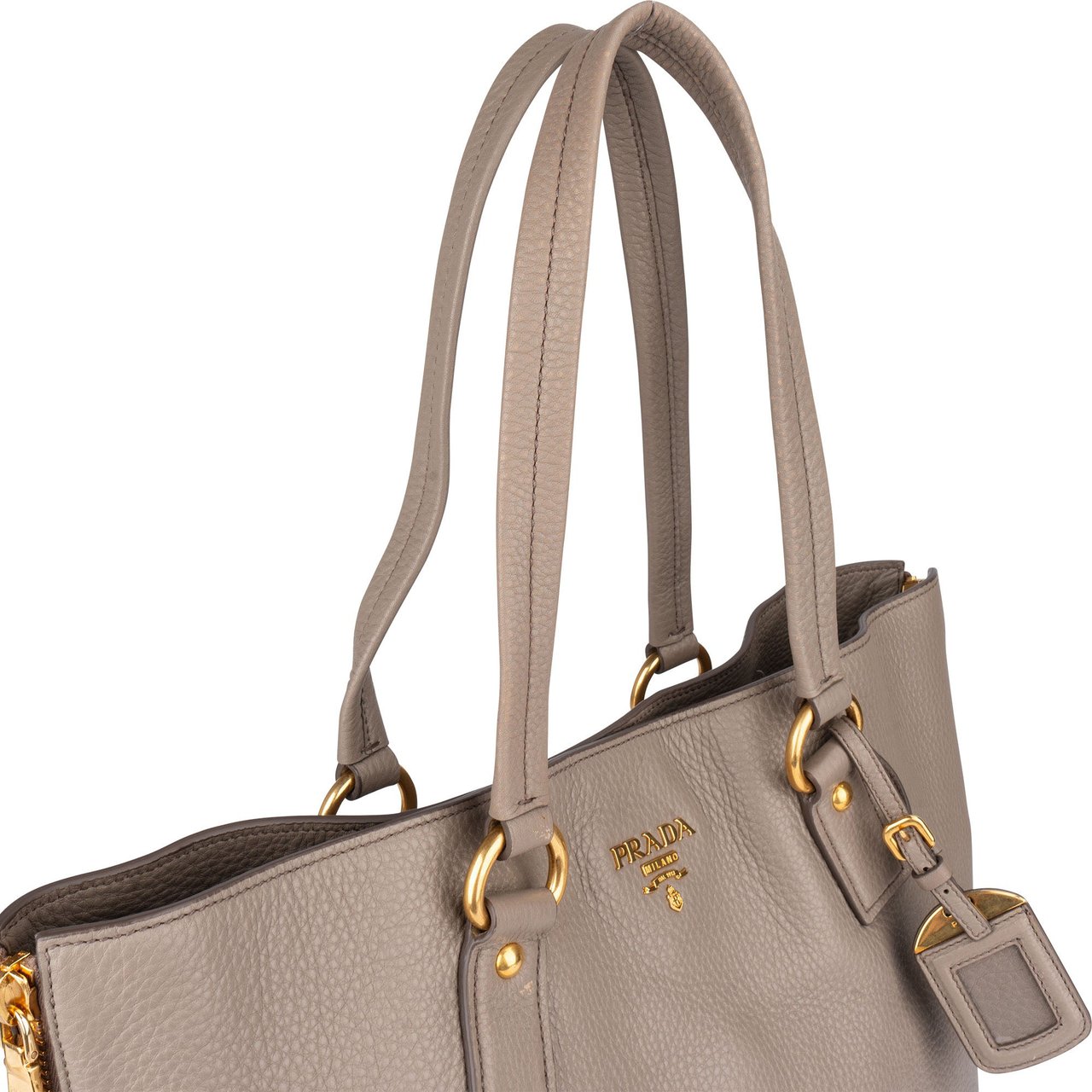 Prada Prada Grey Calfskin Vitello Zippy Handbag Divers