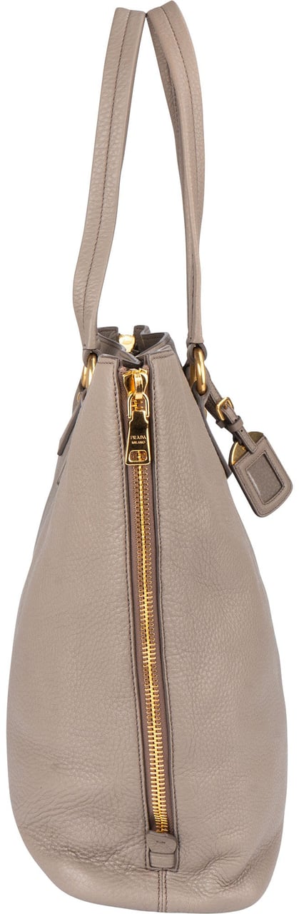 Prada Prada Grey Calfskin Vitello Zippy Handbag Divers
