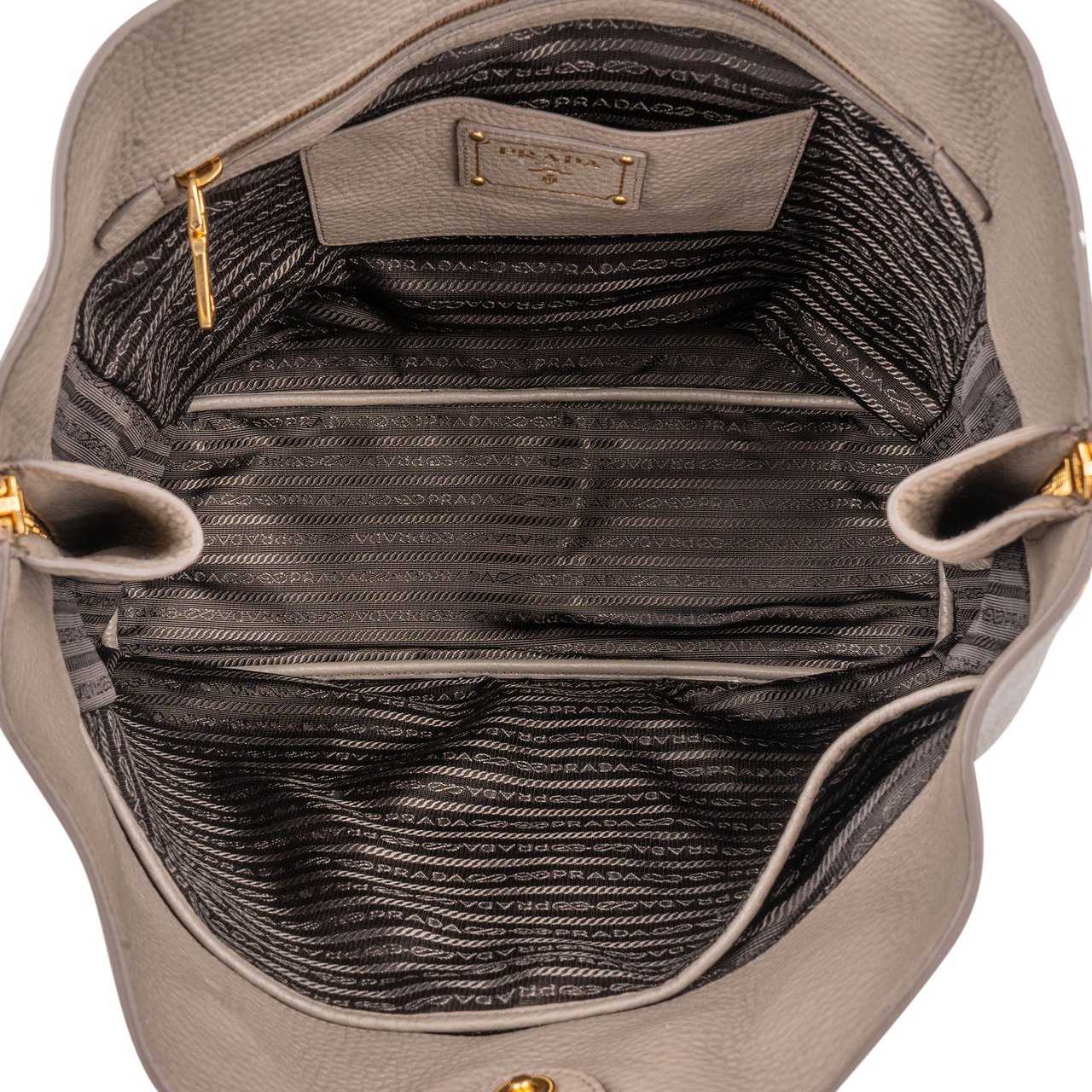 Prada Prada Grey Calfskin Vitello Zippy Handbag Divers