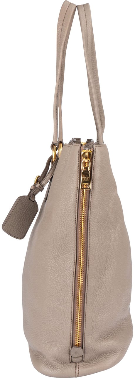 Prada Prada Grey Calfskin Vitello Zippy Handbag Divers