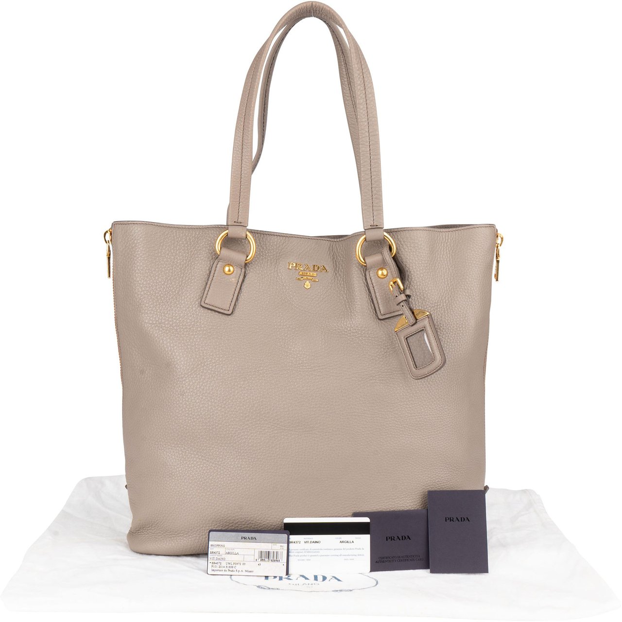 Prada Prada Grey Calfskin Vitello Zippy Handbag Divers