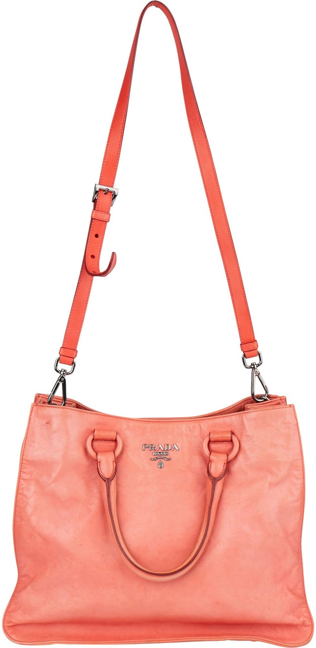 Prada Pink Leather City Handbag Rood