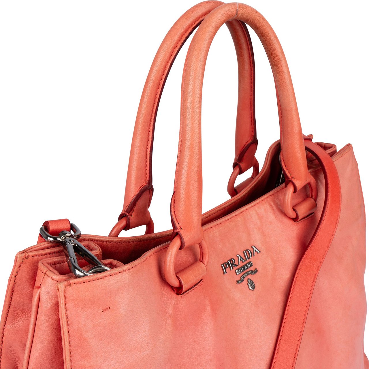 Prada Pink Leather City Handbag Rood