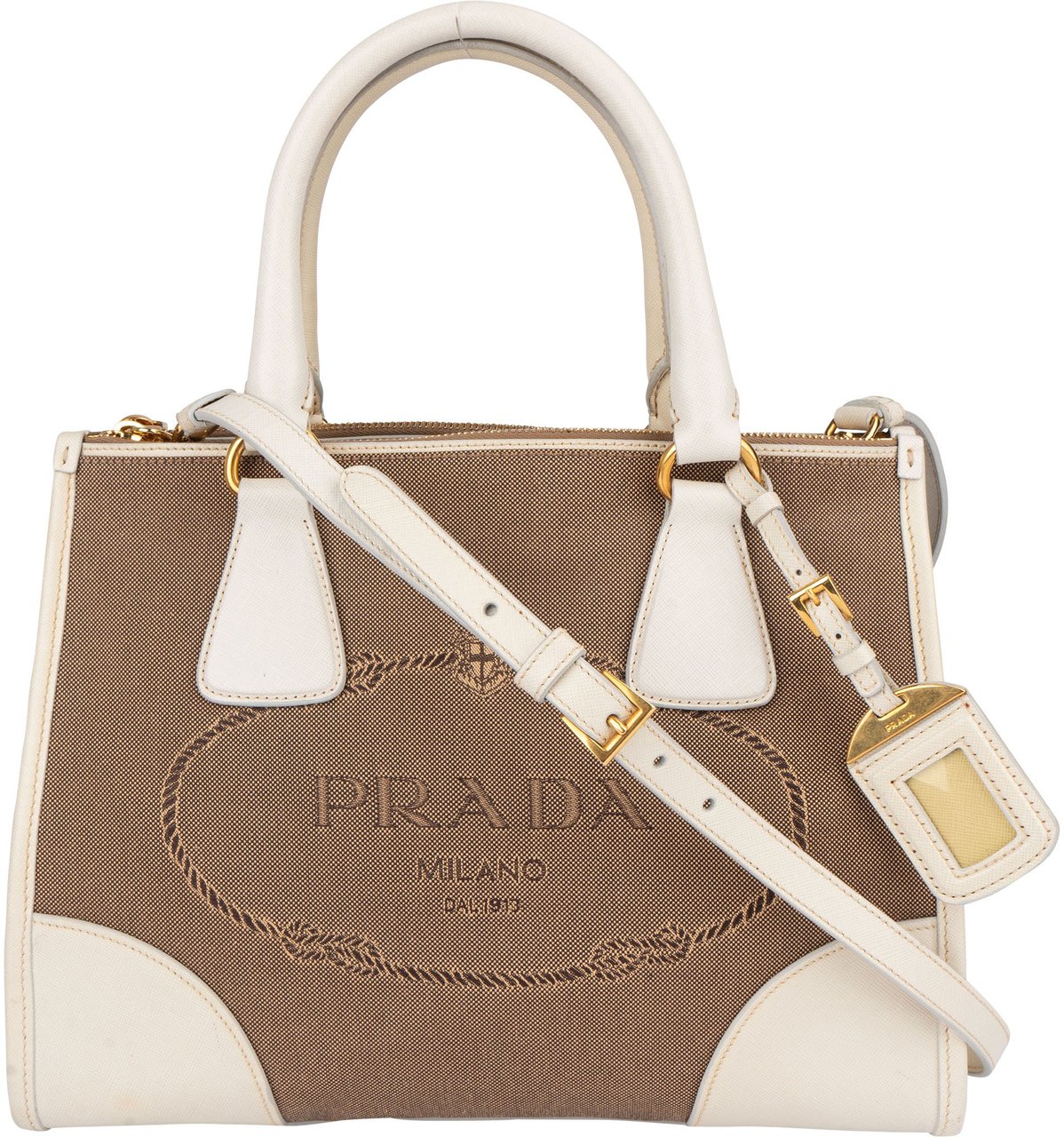 Prada Prada Jacquard Monogram Handbag Bruin