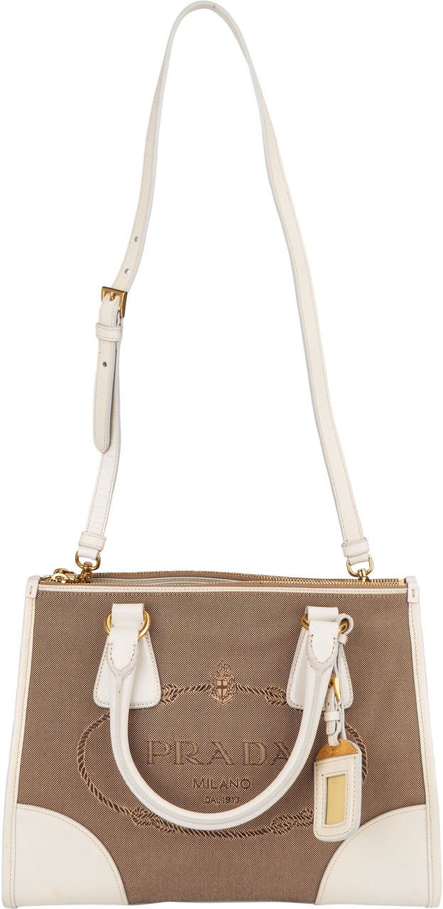 Prada Prada Jacquard Monogram Handbag Bruin