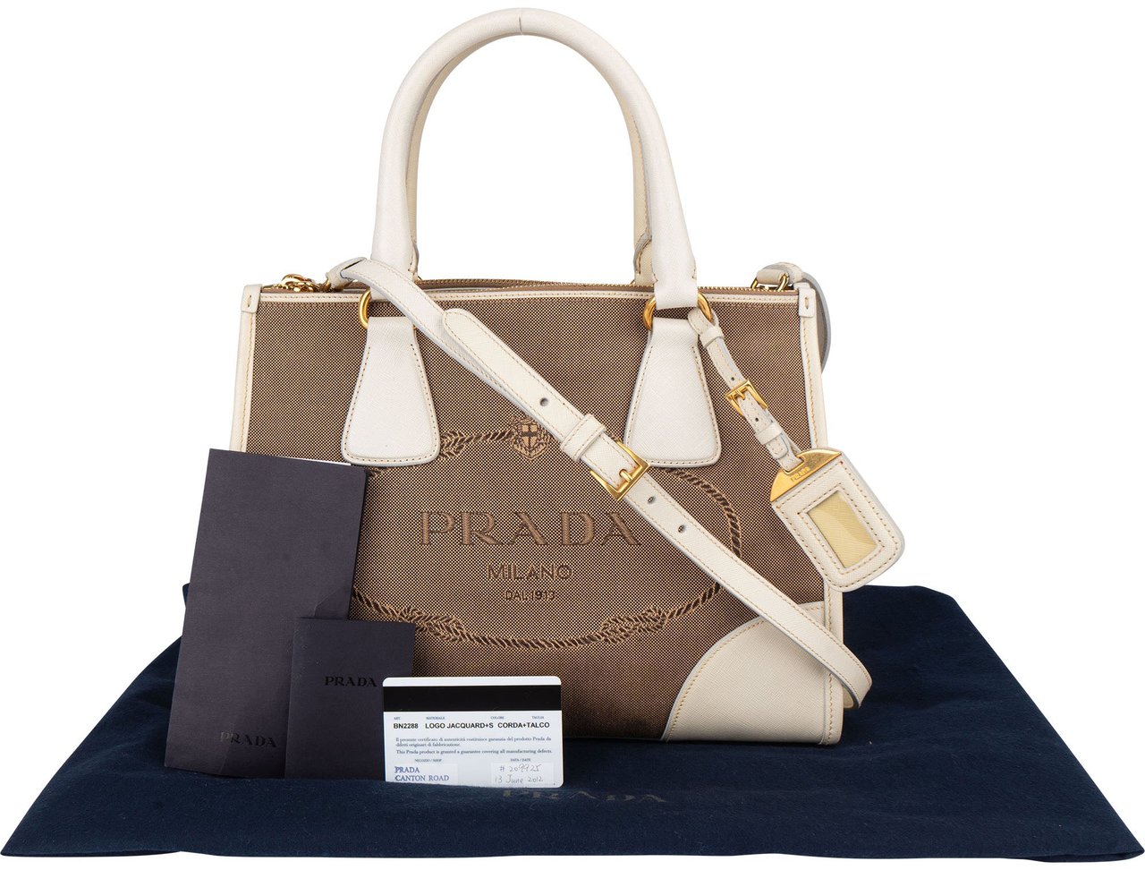 Prada Prada Jacquard Monogram Handbag Bruin
