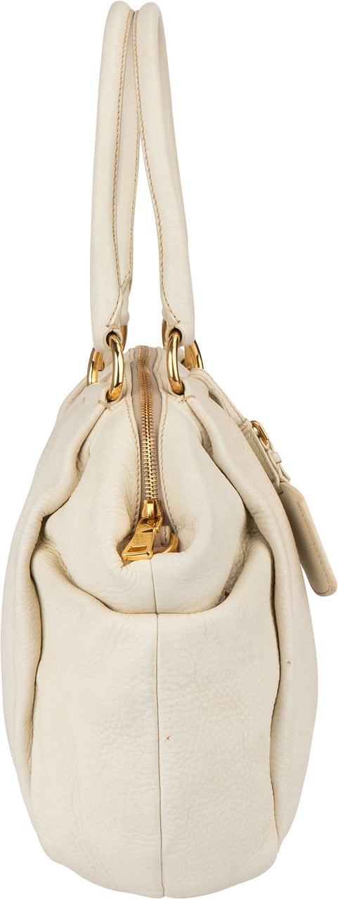 Prada Prada White Calfskin Vitello Handbag Wit