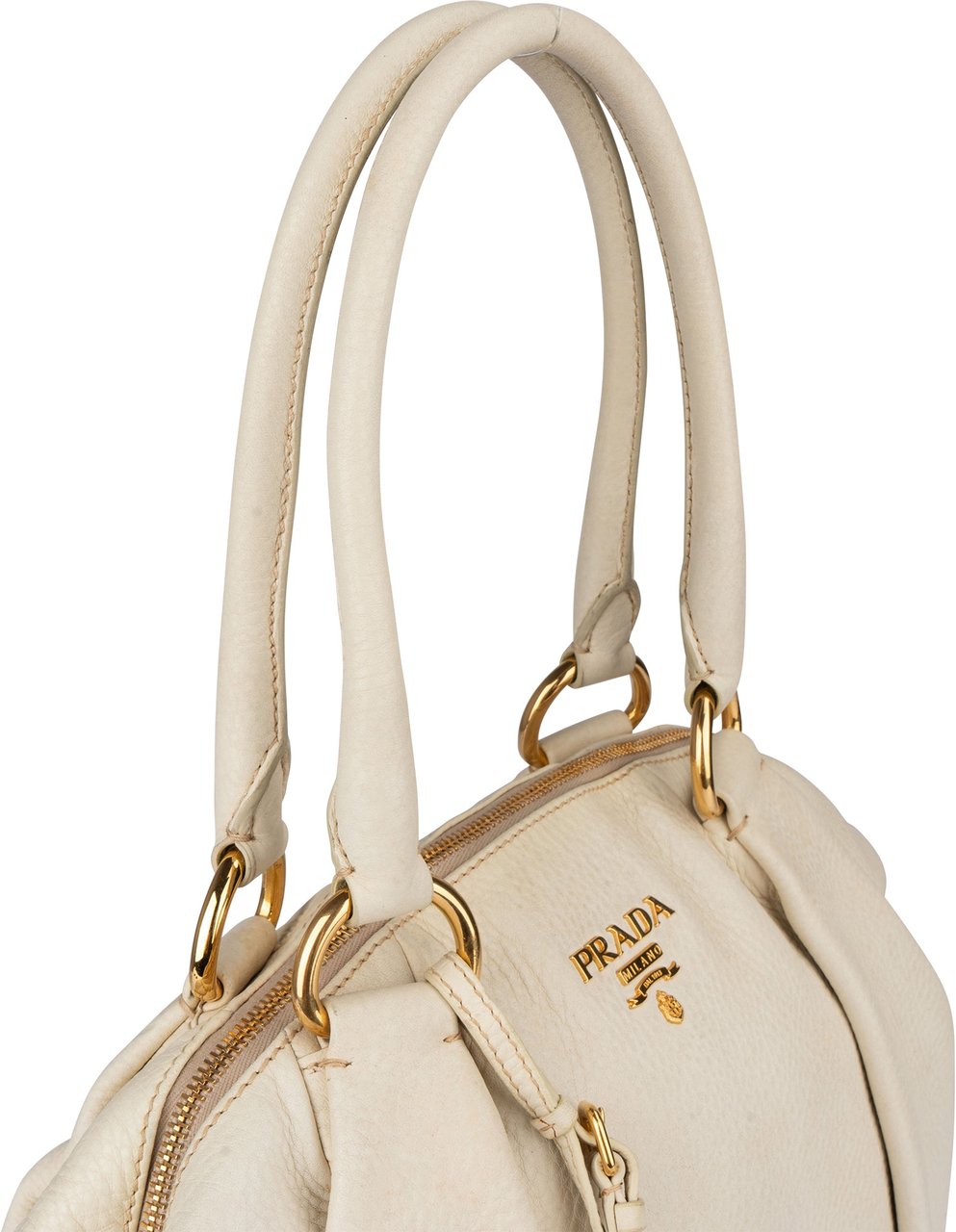 Prada Prada White Calfskin Vitello Handbag Wit