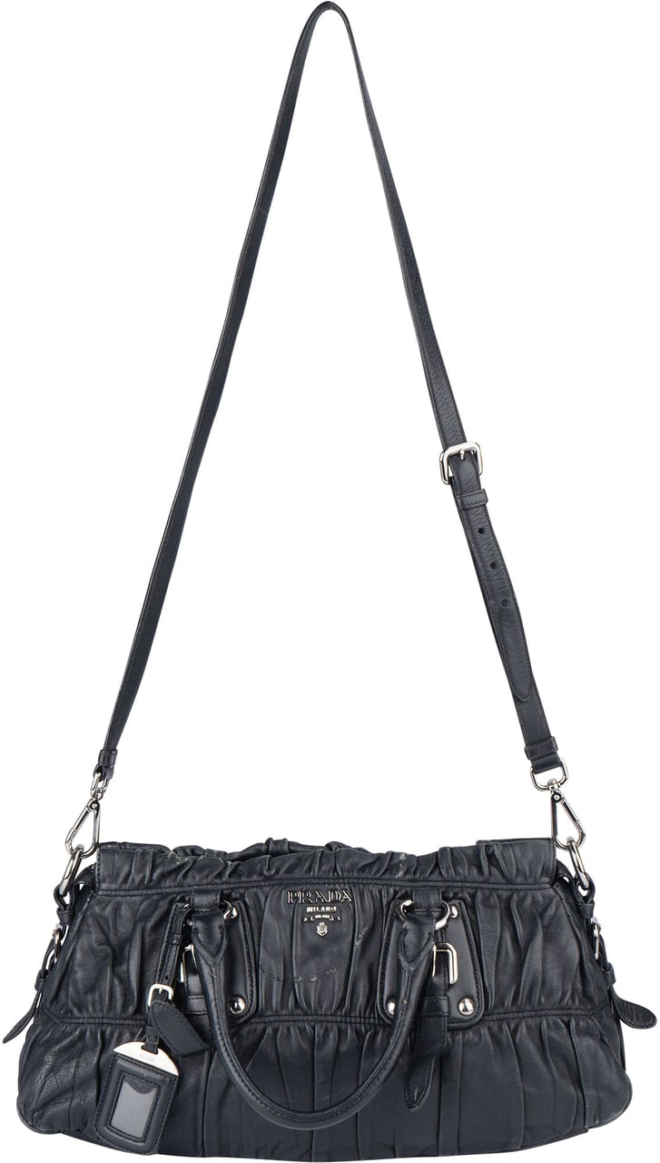 Prada Prada Quilted Leather City Handbag Zwart