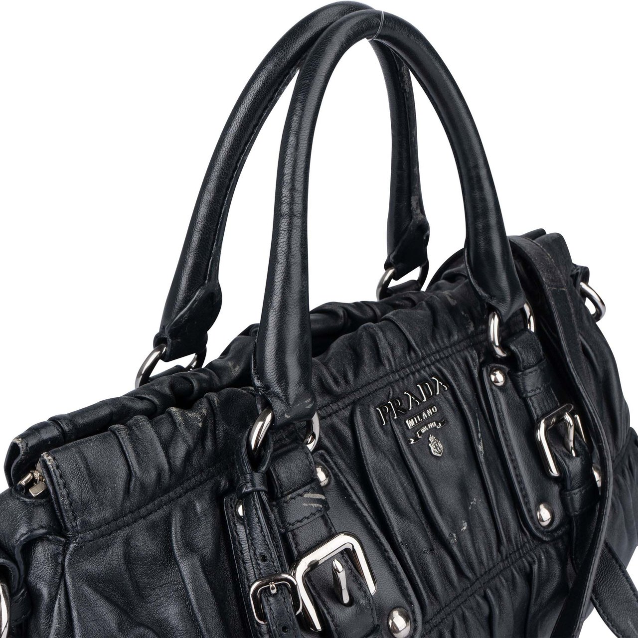 Prada Quilted Leather City Handbag Zwart