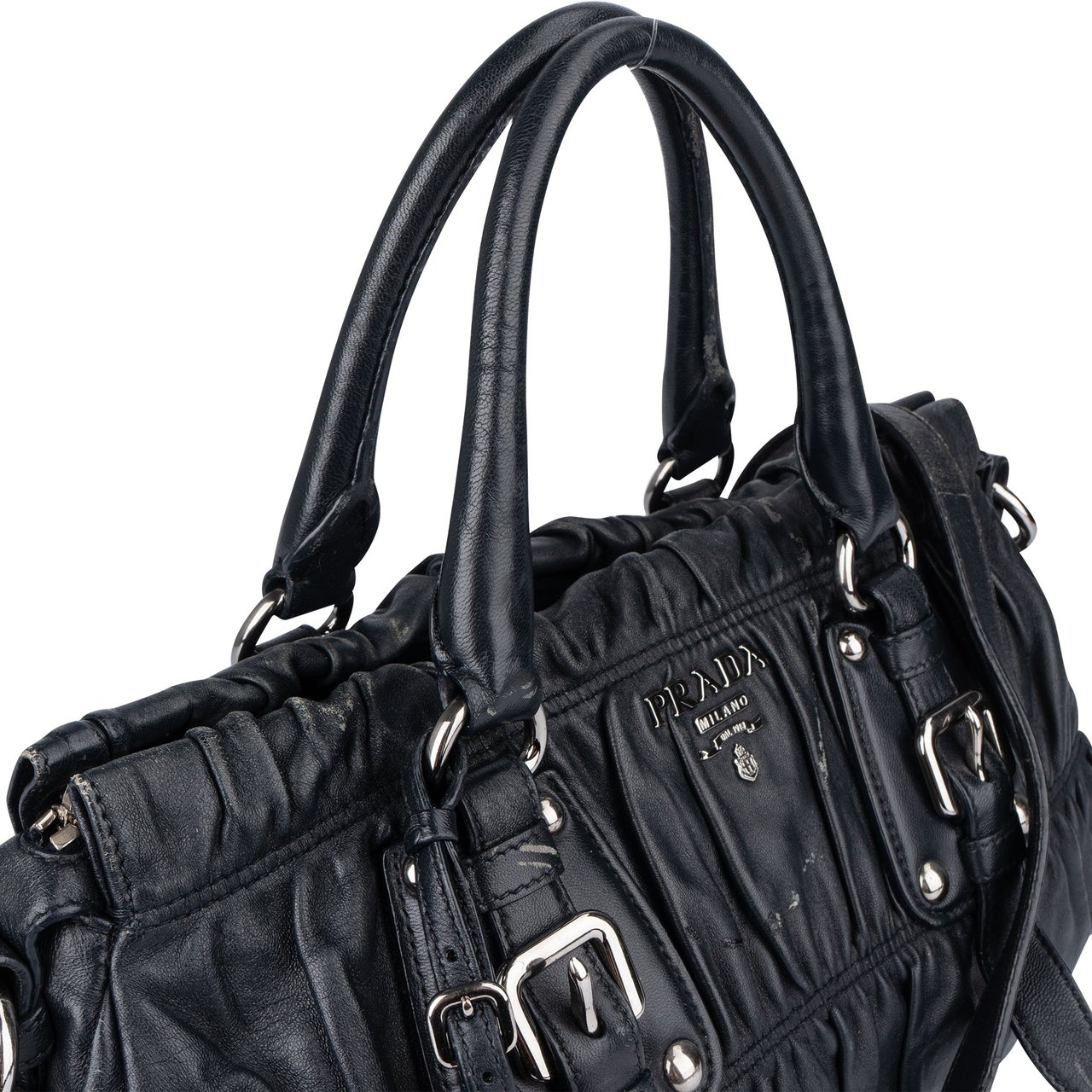 Prada Prada Quilted Leather City Handbag Zwart